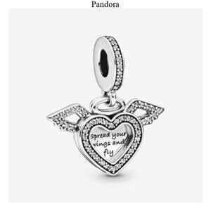 Pandora Heart and Angel Wings Dangle Charm
